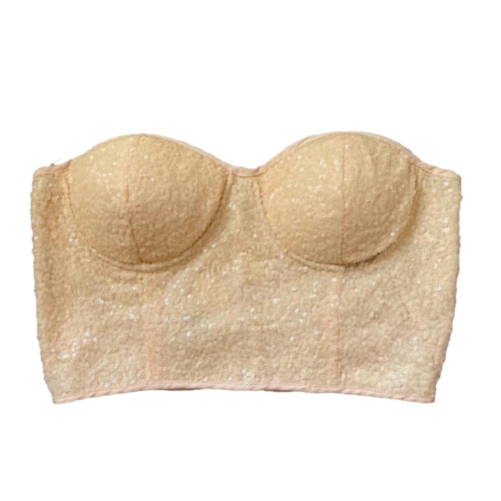 Nwt cream sequin bustier corset top.